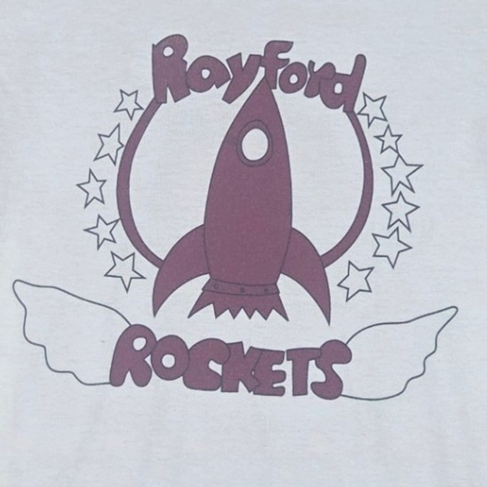 Gildan T-Shirt Unisex Small White Rayford Rockets Graphic Short Sleeve Crewneck